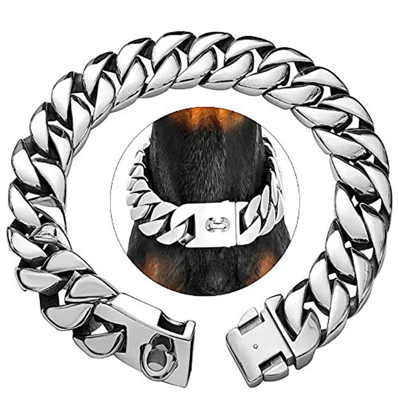 32MM Wide Strong Metal Dog Chain Collars For Large Dogs