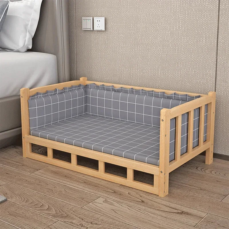 Wood Dog Bed Sofa  Pet Sleeping Cushion Detachable