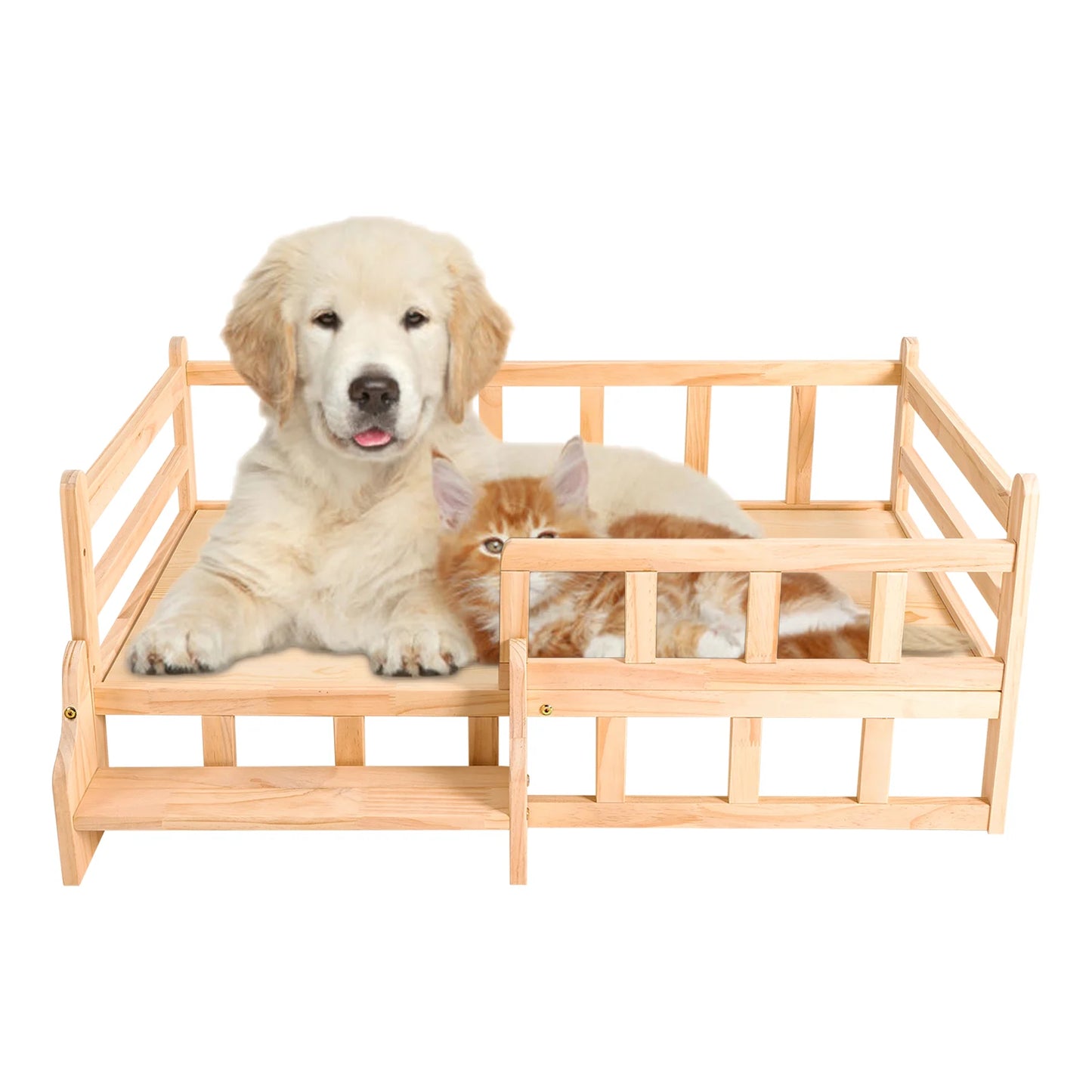 Solid Wood Pet Bed, Wooden Dog Bed Frame,