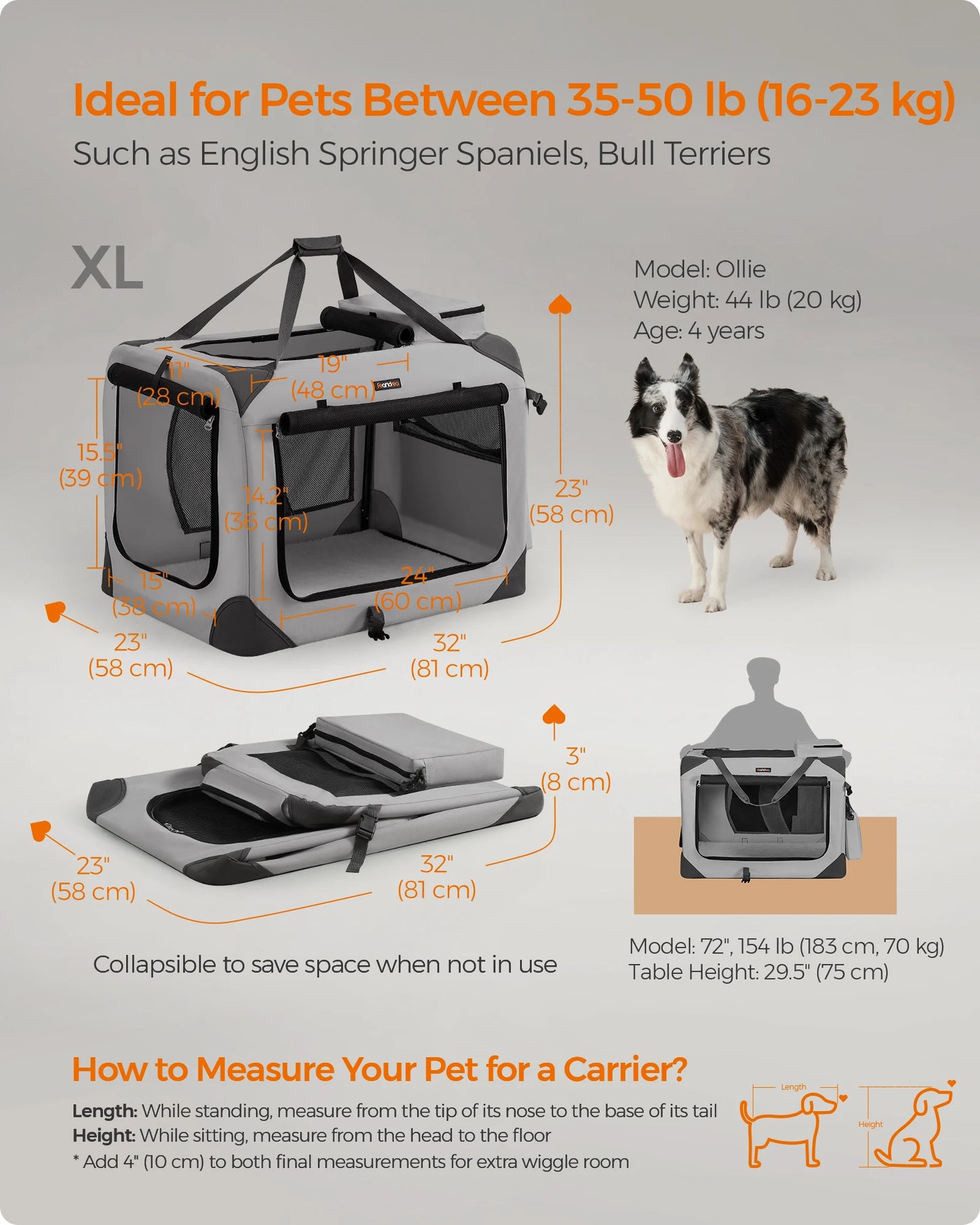 32 Inches Collapsible Soft Dog Crate