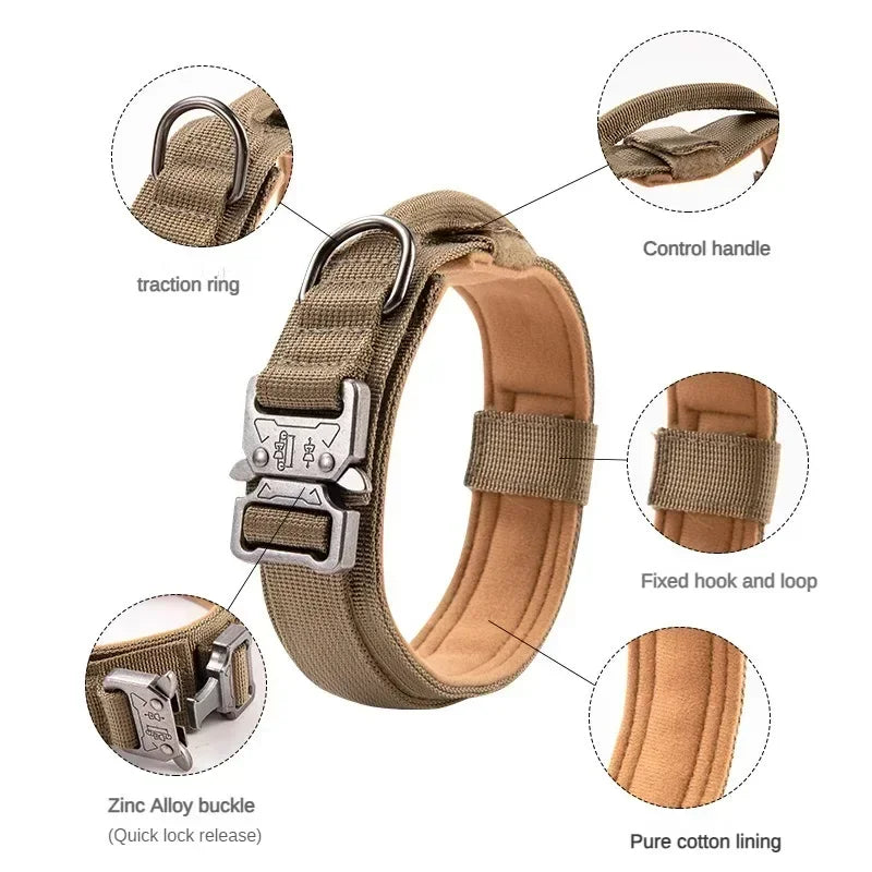 Nylon Tactical Dog Collar with Handle,