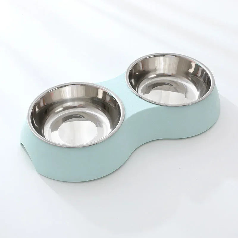 Double Pet Food Bowl Stainless Steel