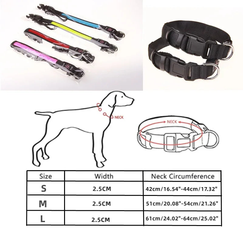 LED Glowing Dog Collar Adjustable Flashing