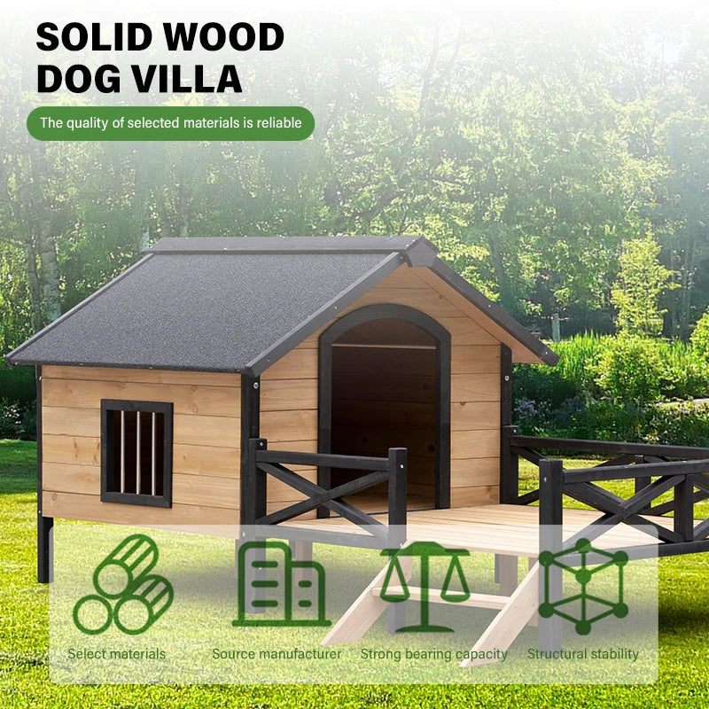 Outdoor Wooden Cabin House Style  Dog Kennel