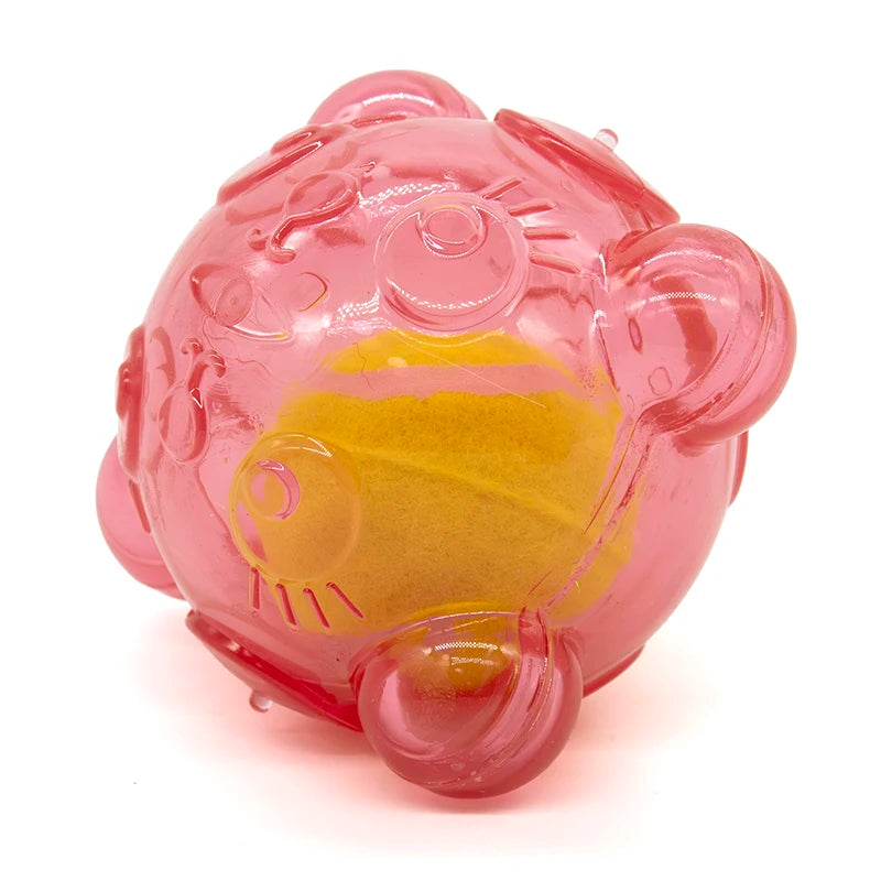 Pet Dog Toy Squeaky Interactive Tennis Ball Bear Head
