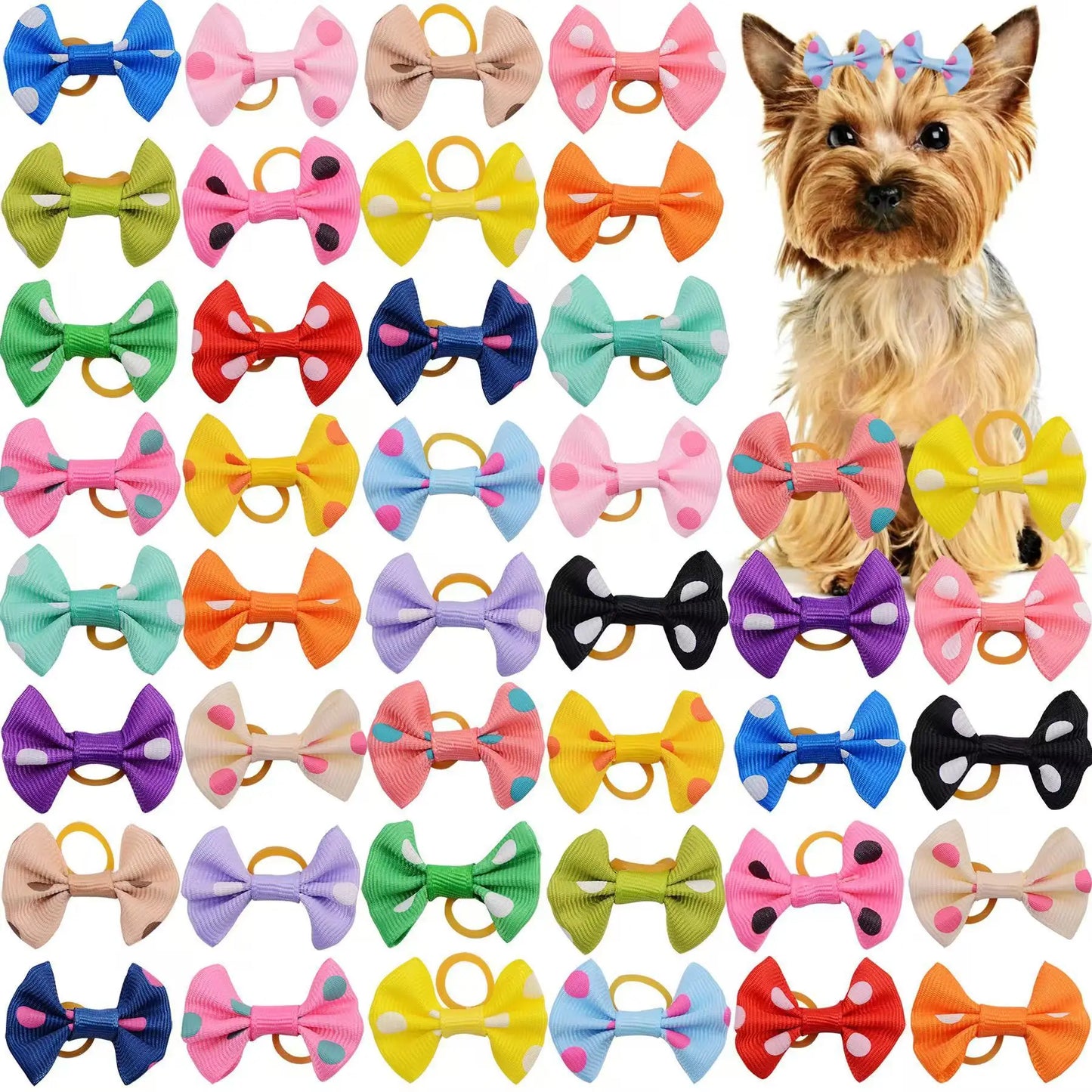 6 Style 5/10/20pcs Colorful Bow Pet Hair Bows