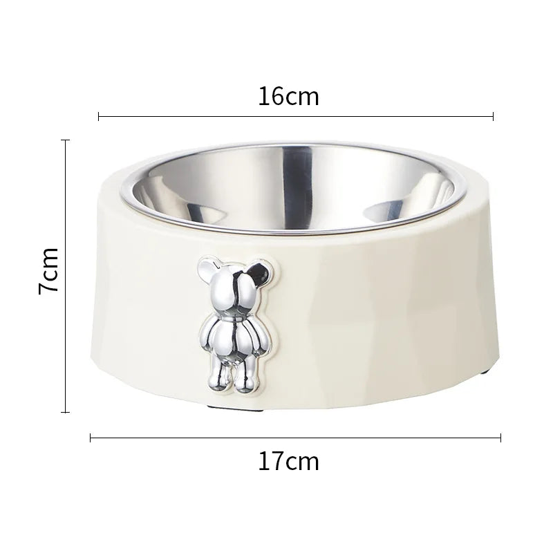 Pet Stainless Steel Bowl Diamond Bear