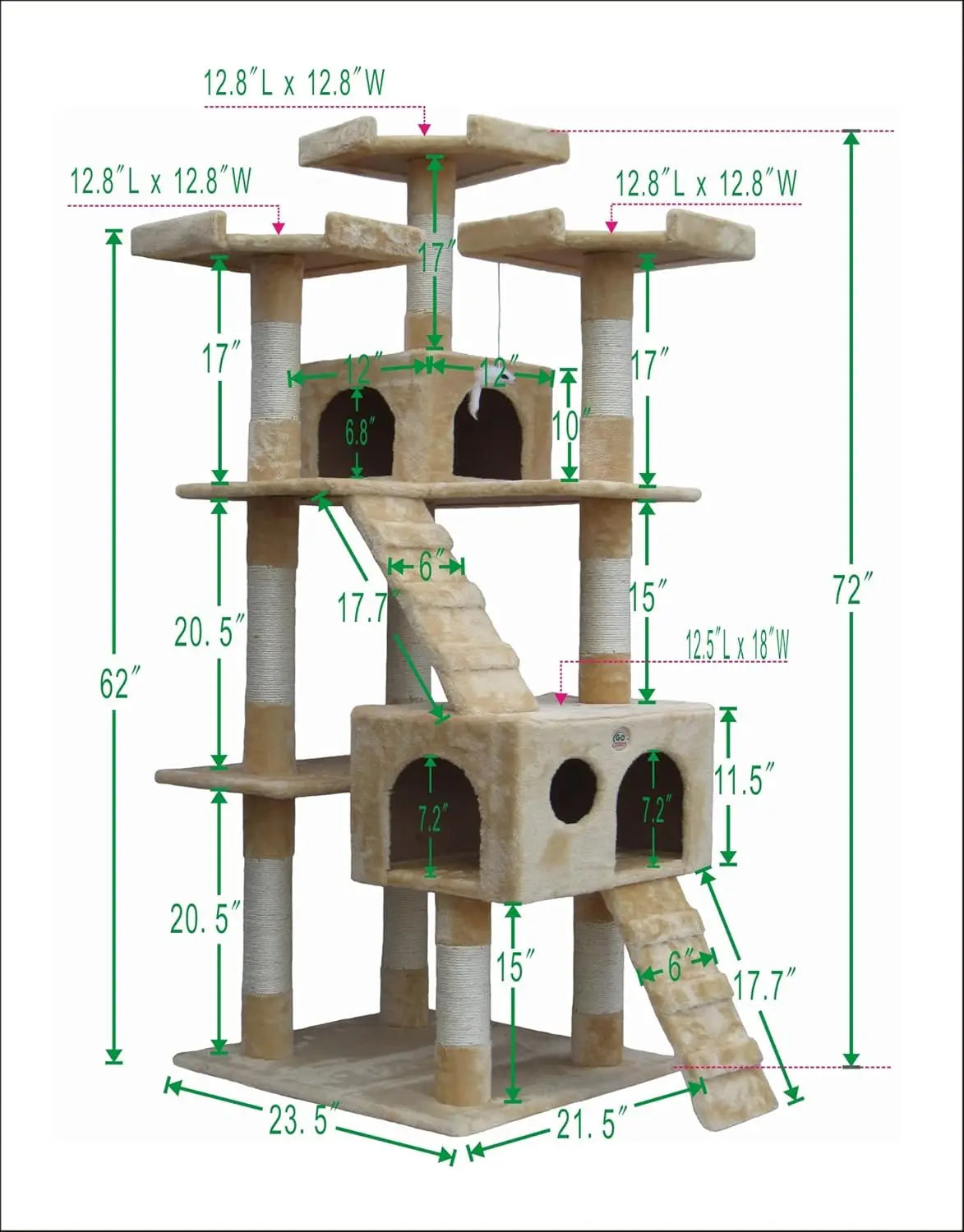 72" Tall Tree Tower with Condos