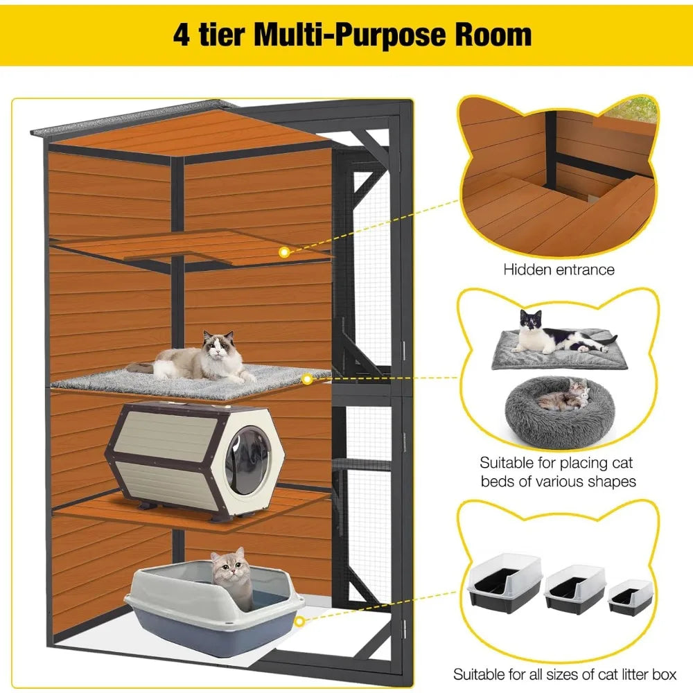 Large Cat 4 Tiers Cat Enclosures House