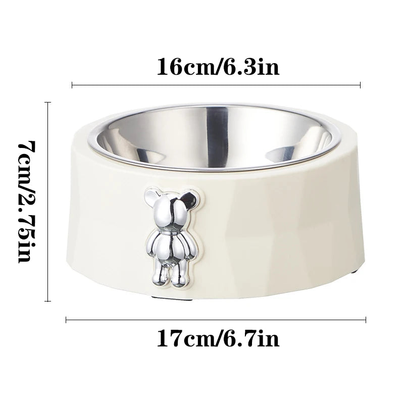 Pet Stainless Steel Bowl Diamond Bear