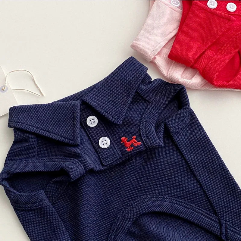 Polo Shirt for Small Medium Dogs Cute Solid Puppy Pullover