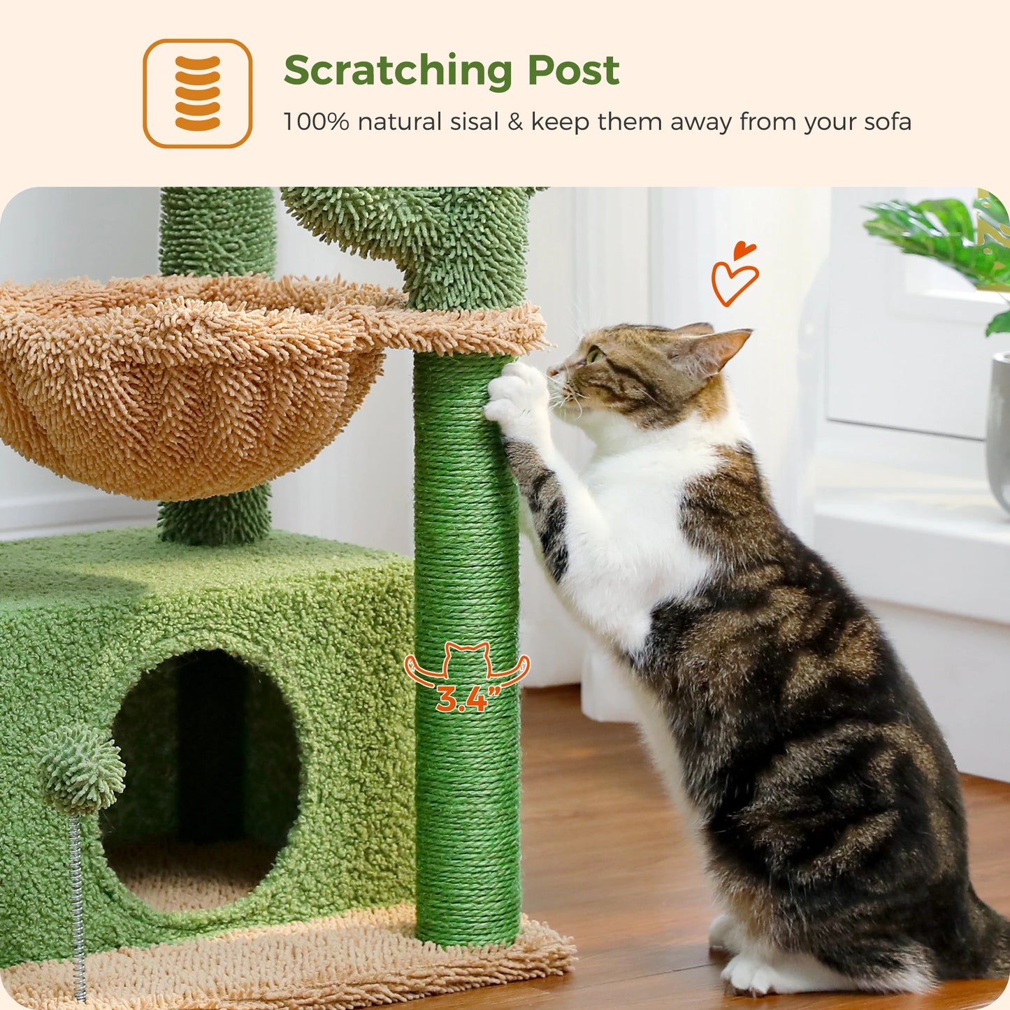 4-in-1 Cactus Cat Tree with Cozy Condo