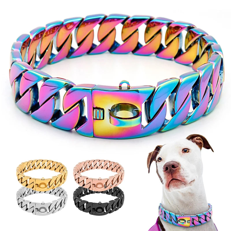32MM Wide Strong Metal Dog Chain Collars For Large Dogs