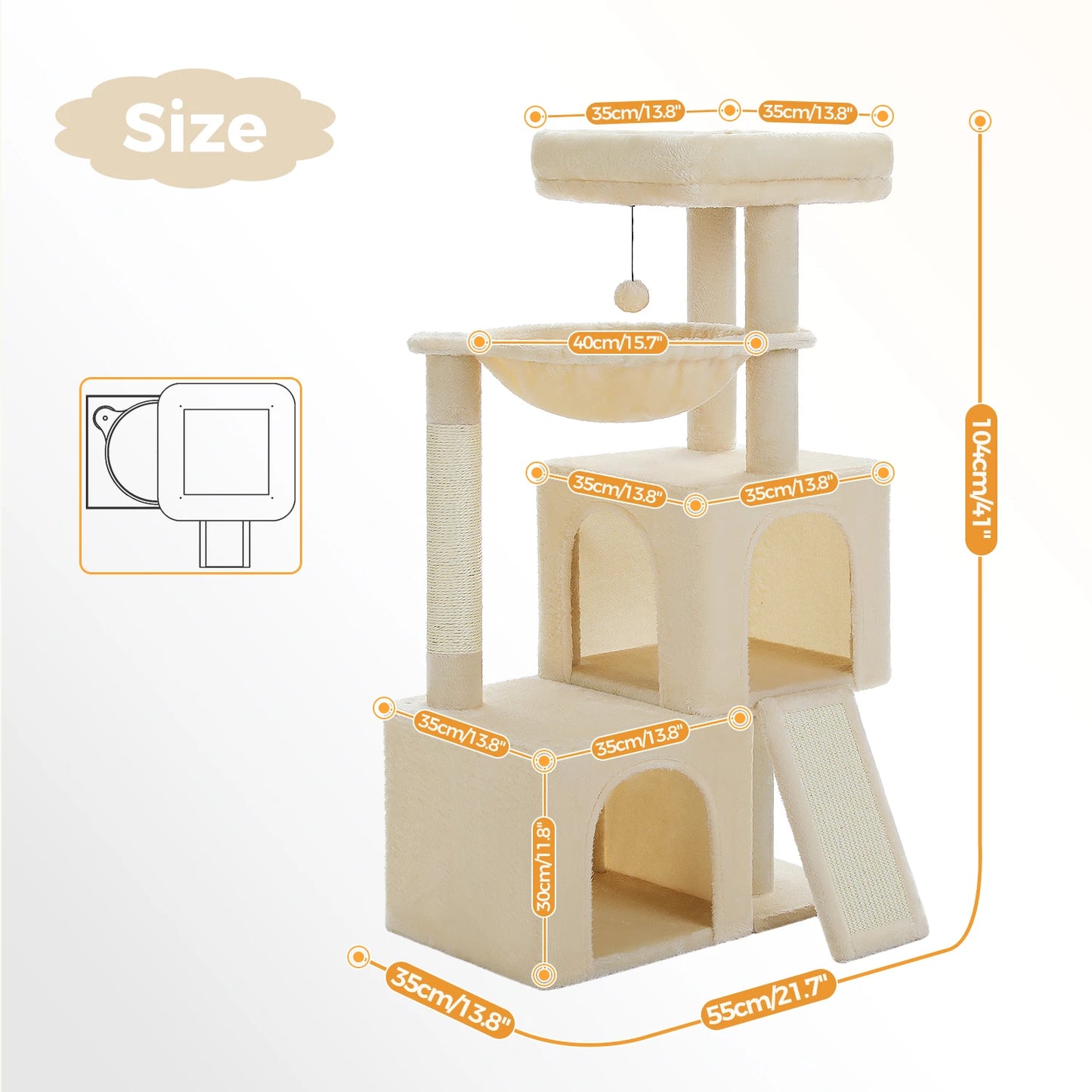Cat Tree Luxury Cat Towers with Double Condos and Hammock