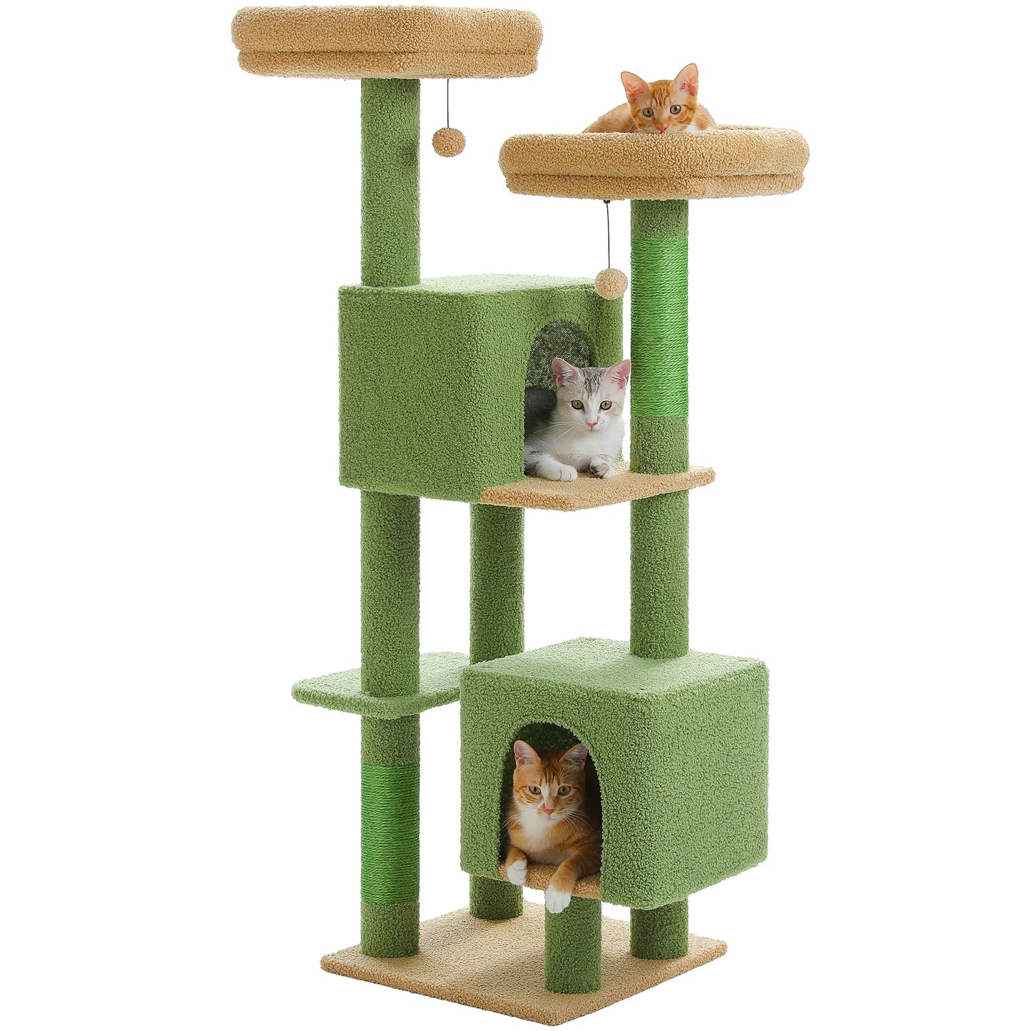 Flower Cat Tree for Indoor Cats with 2 Cozy Condos