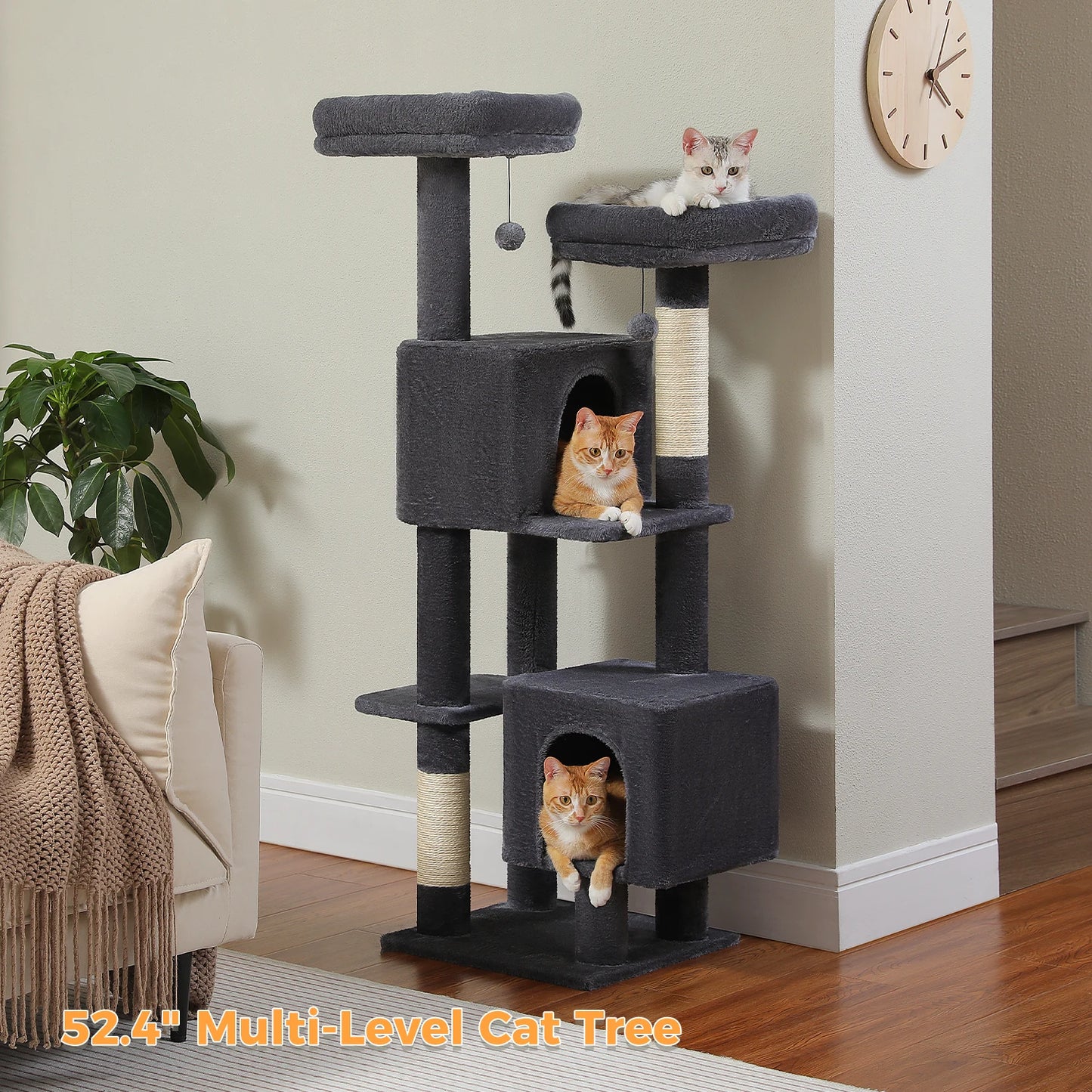 Flower Cat Tree for Indoor Cats with 2 Cozy Condos