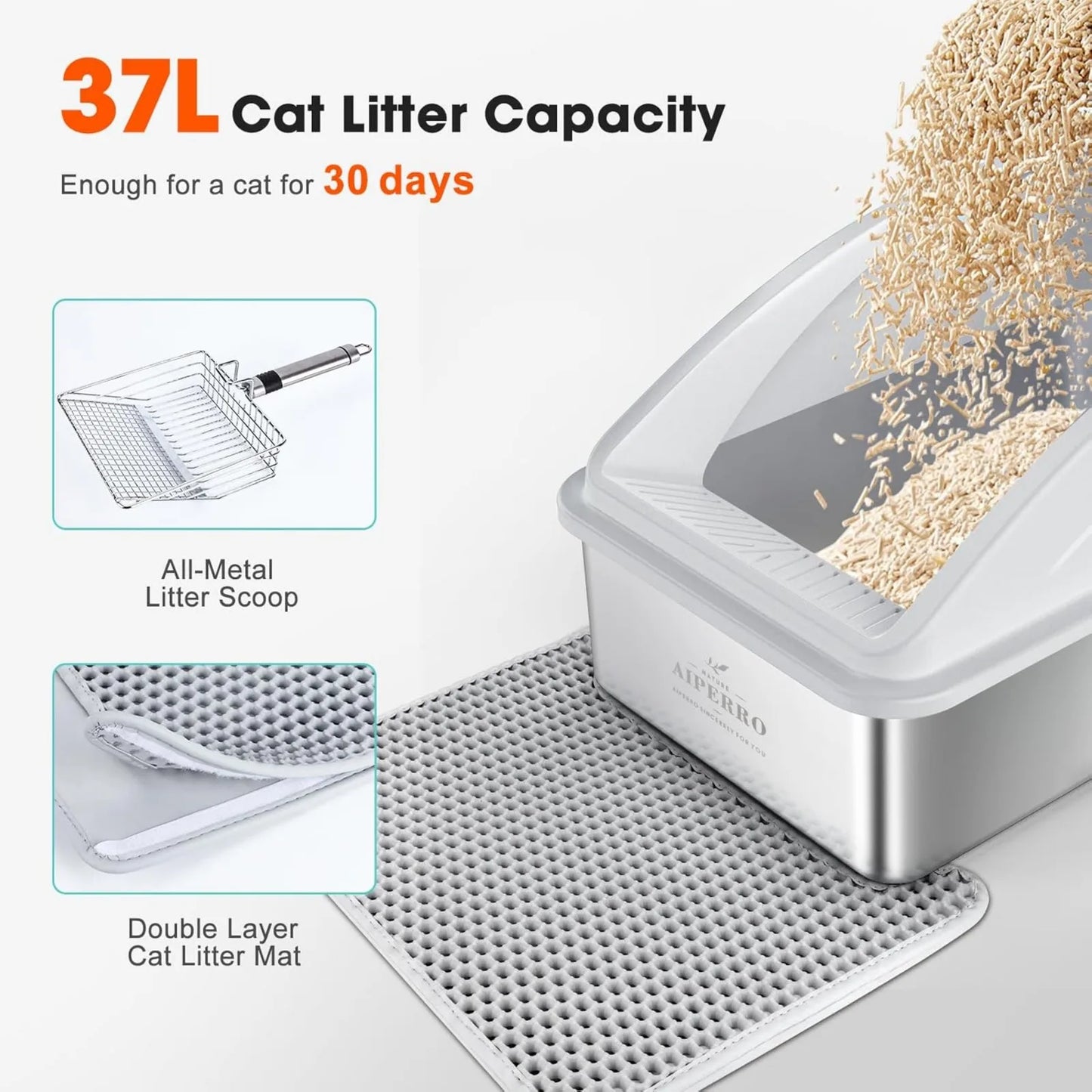 US Stainless Steel Litter Box