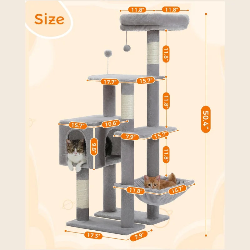 Cat Tree with Hammock Scratching Posts 2 Perches Large Condo