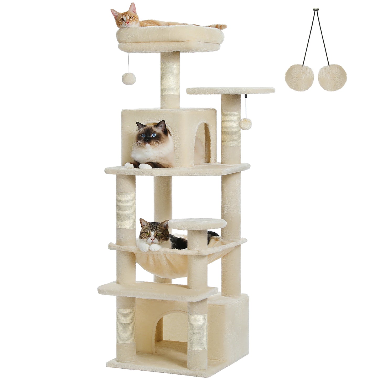 6-Levels Safe and Stable Cat Tree with Hammock and Condos