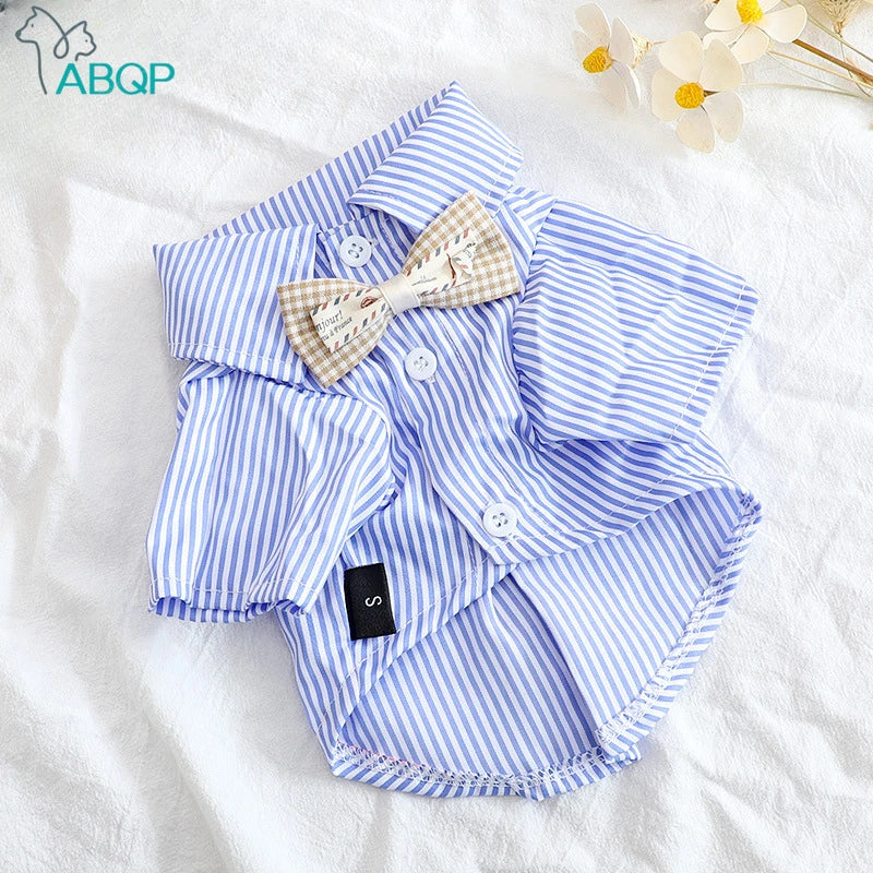 Pet Dog Clothes Bowknot Striped Shirts