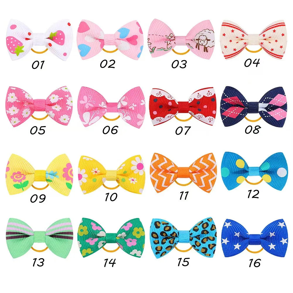 6 Style 5/10/20pcs Colorful Bow Pet Hair Bows