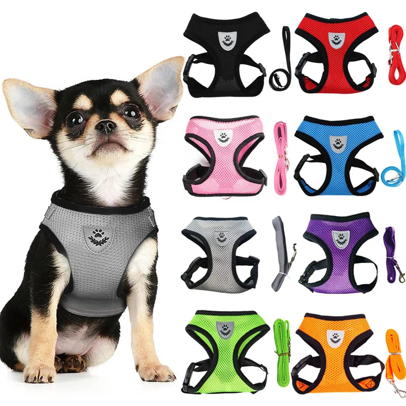 Cat Small Dog Breathable Mesh Harness and Leash