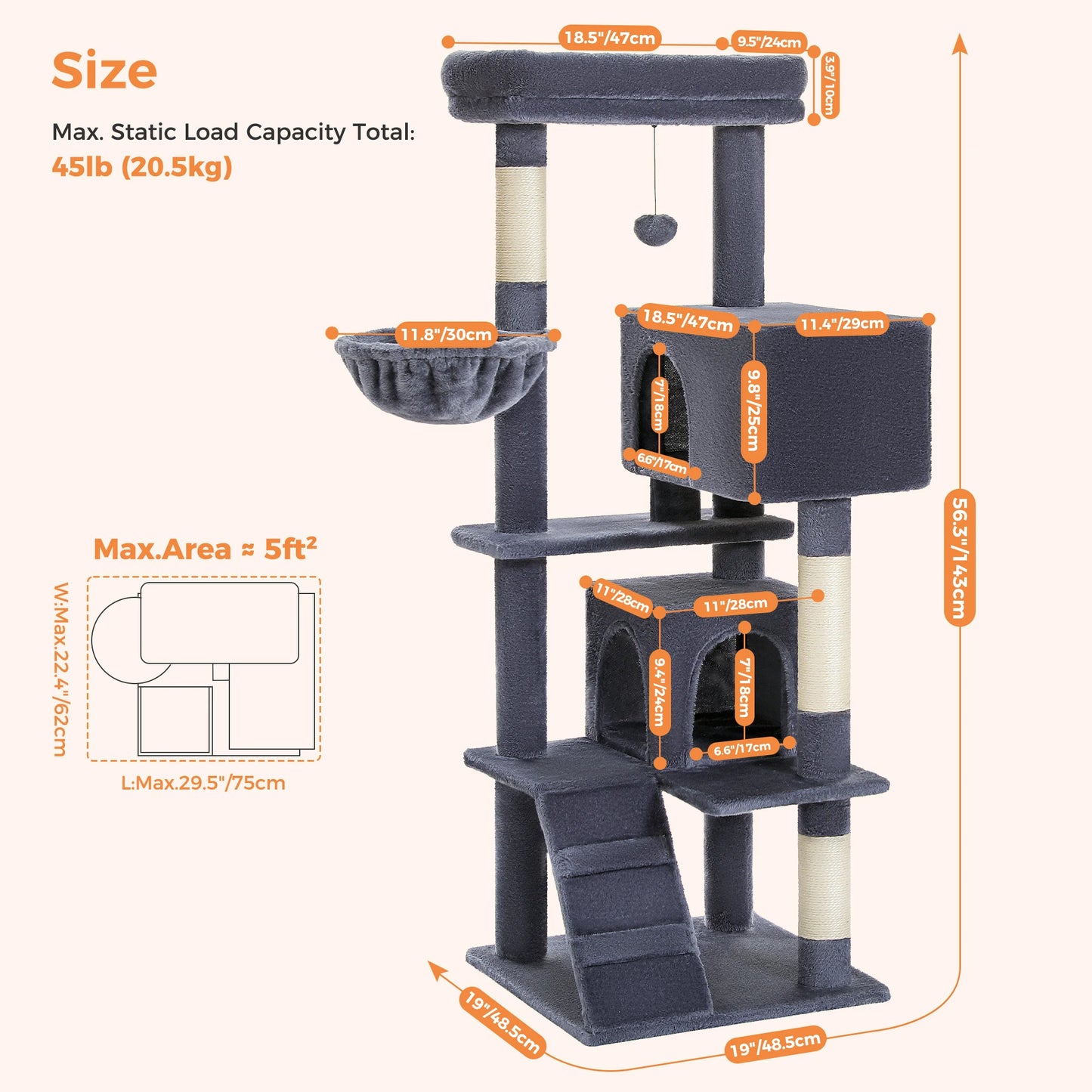 Cat Tree Luxury Cat Towers with Double Condos and Hammock