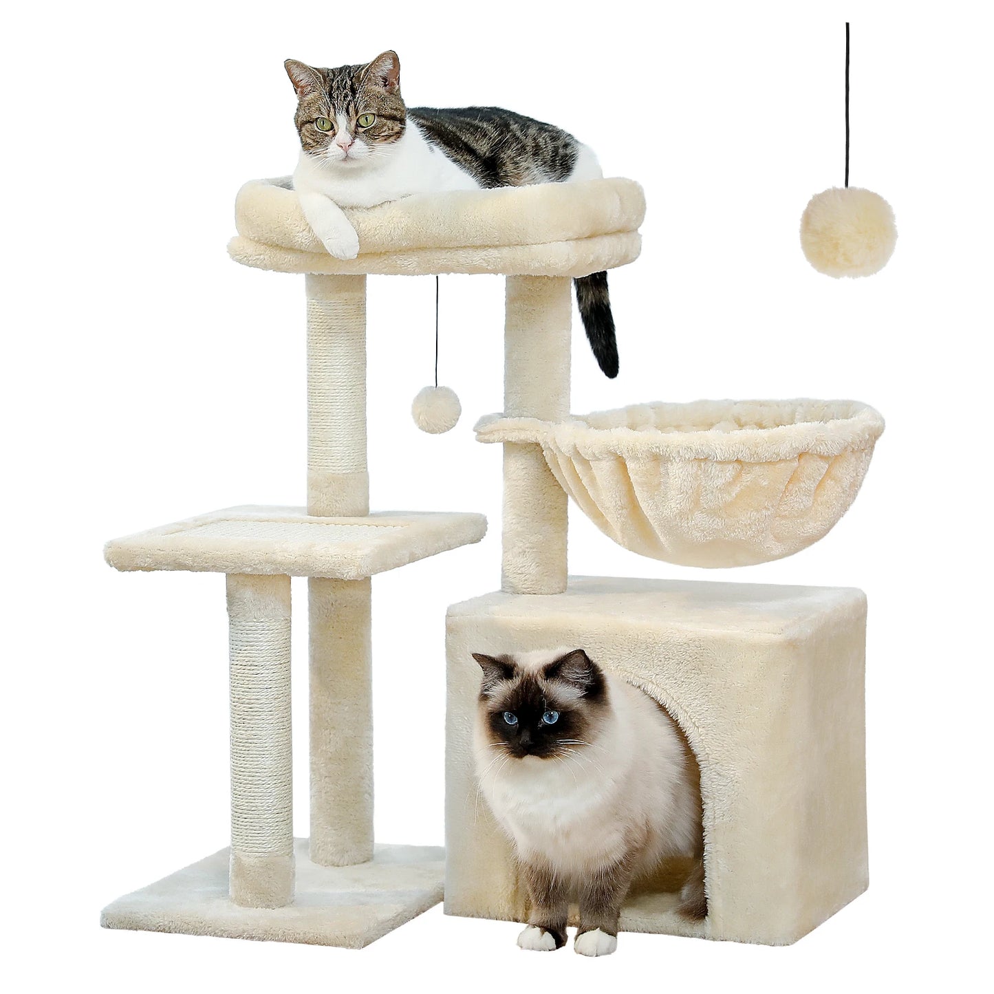 H73CM 2in1 Small Cat Tree Condo with Cozy Perch and Board