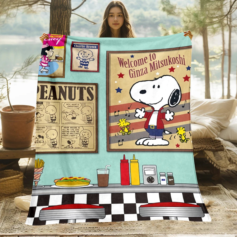 Snoopy,Cute Cartoon HD Art Print Blanket.