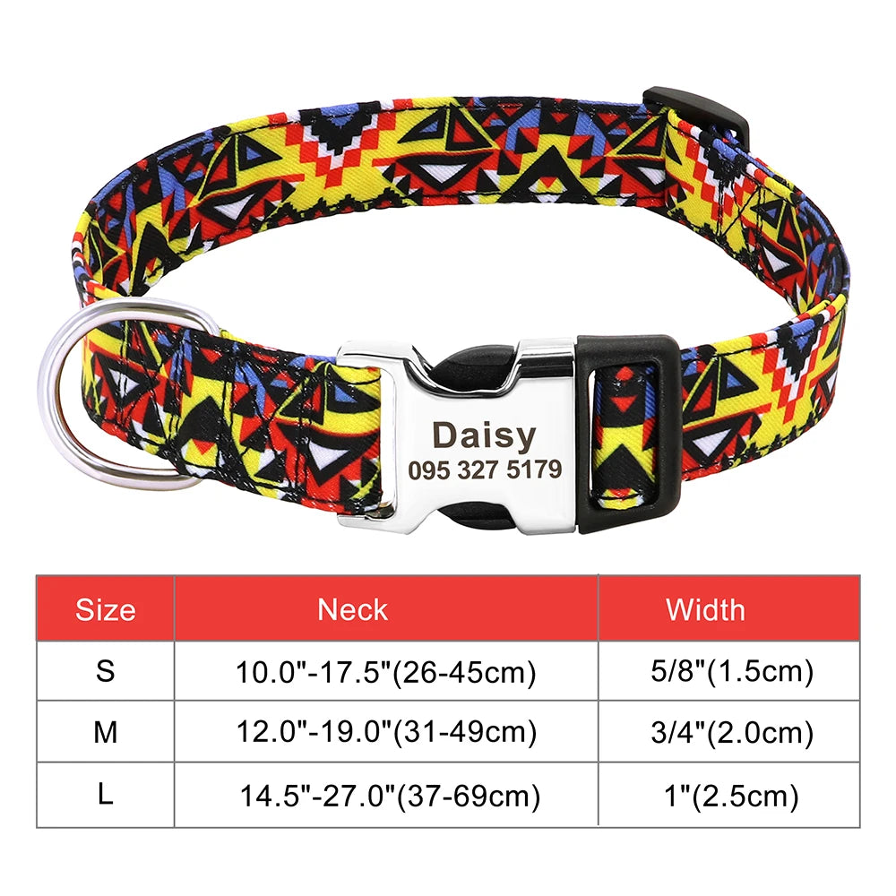 Adjustable Nylon Dog and Cat Collar Personalized