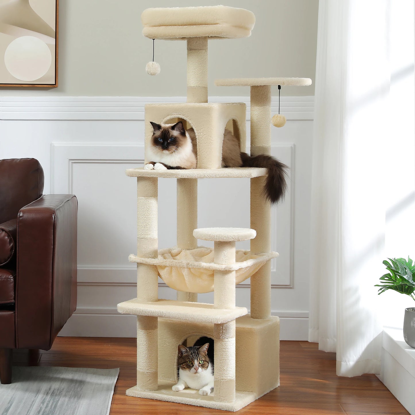 6-Levels Safe and Stable Cat Tree with Hammock and Condos