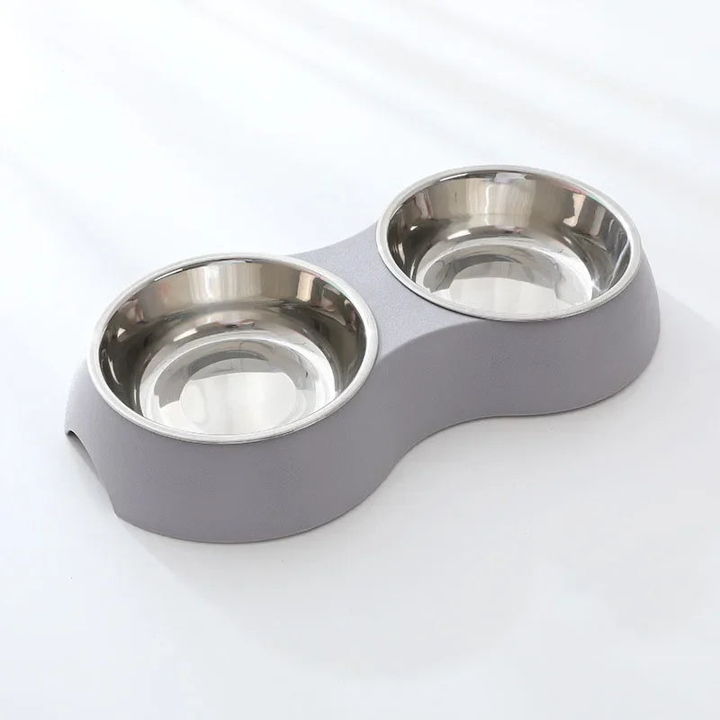 Double Pet Food Bowl Stainless Steel