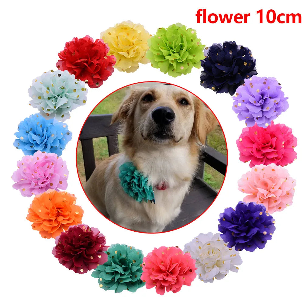 20/50PCS Big Flower Collar For Dogs Removable Bowties