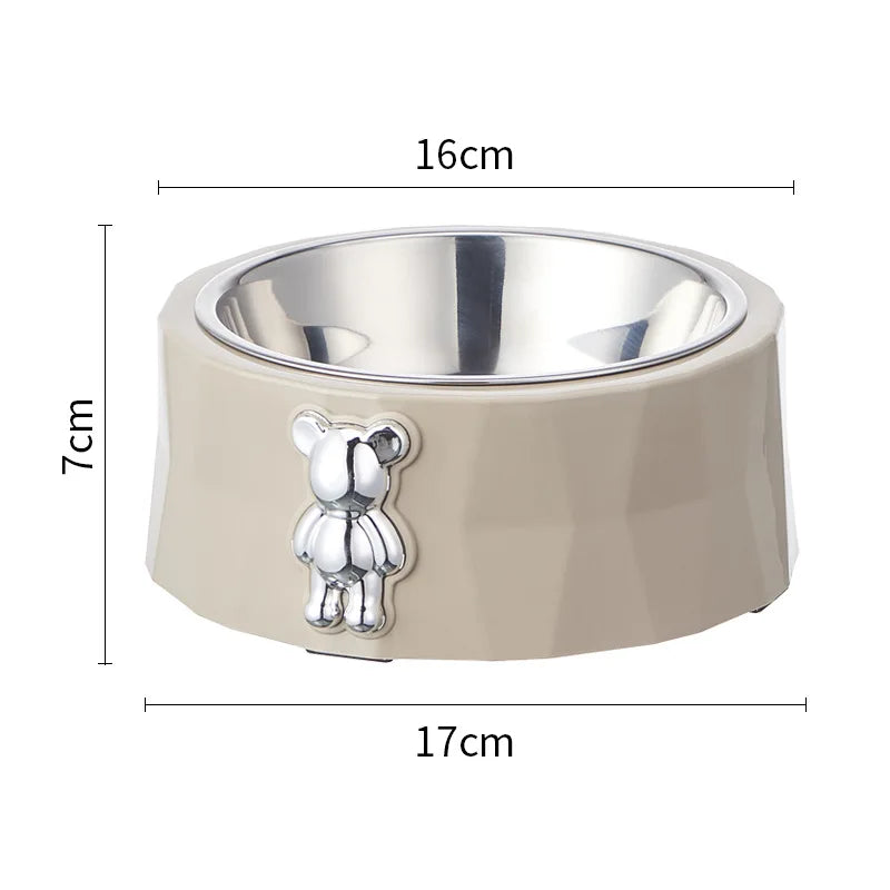 Pet Stainless Steel Bowl Diamond Bear