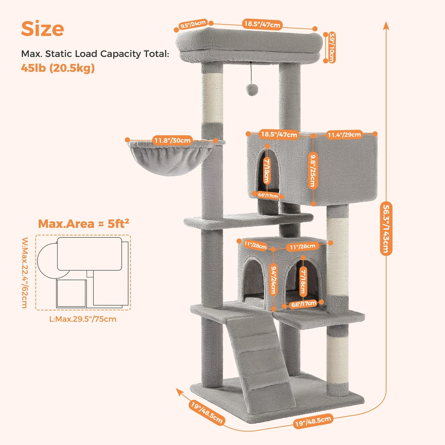 Cat Tree Luxury Cat Towers with Double Condos and Hammock