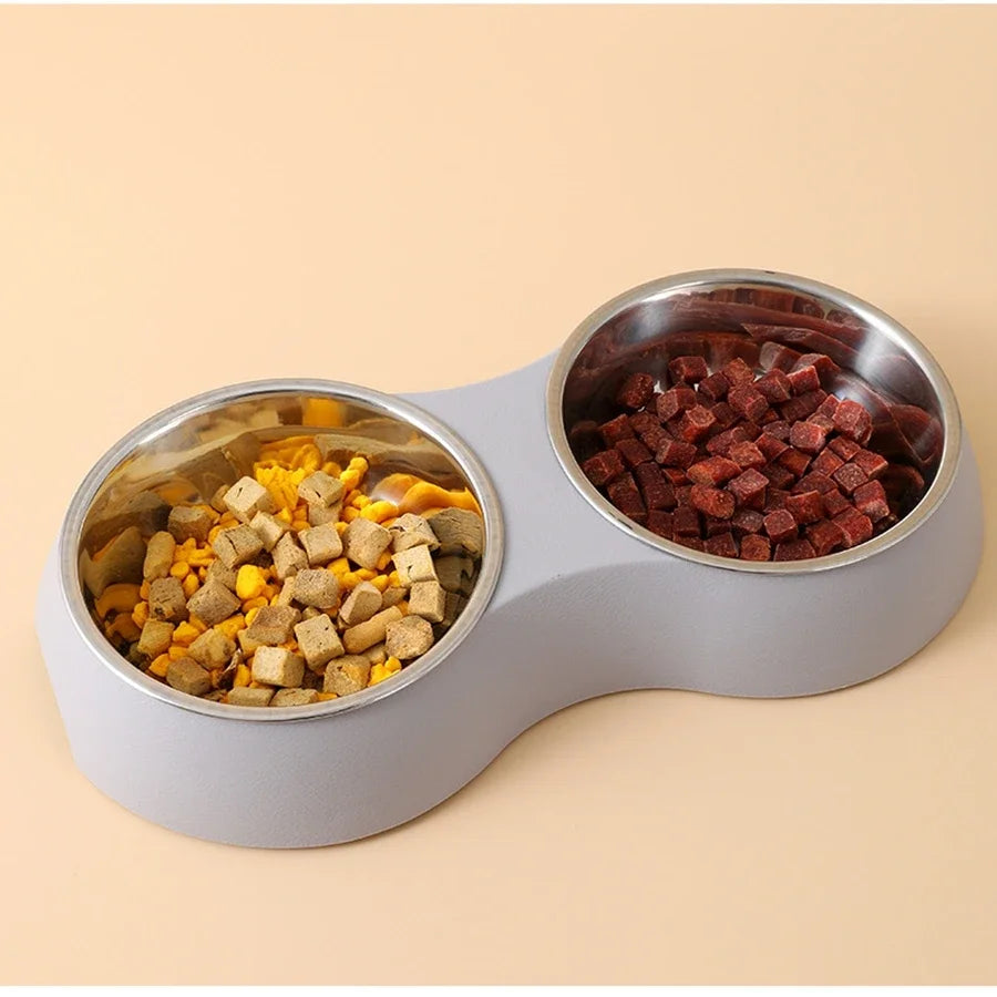 Double Pet Food Bowl Stainless Steel