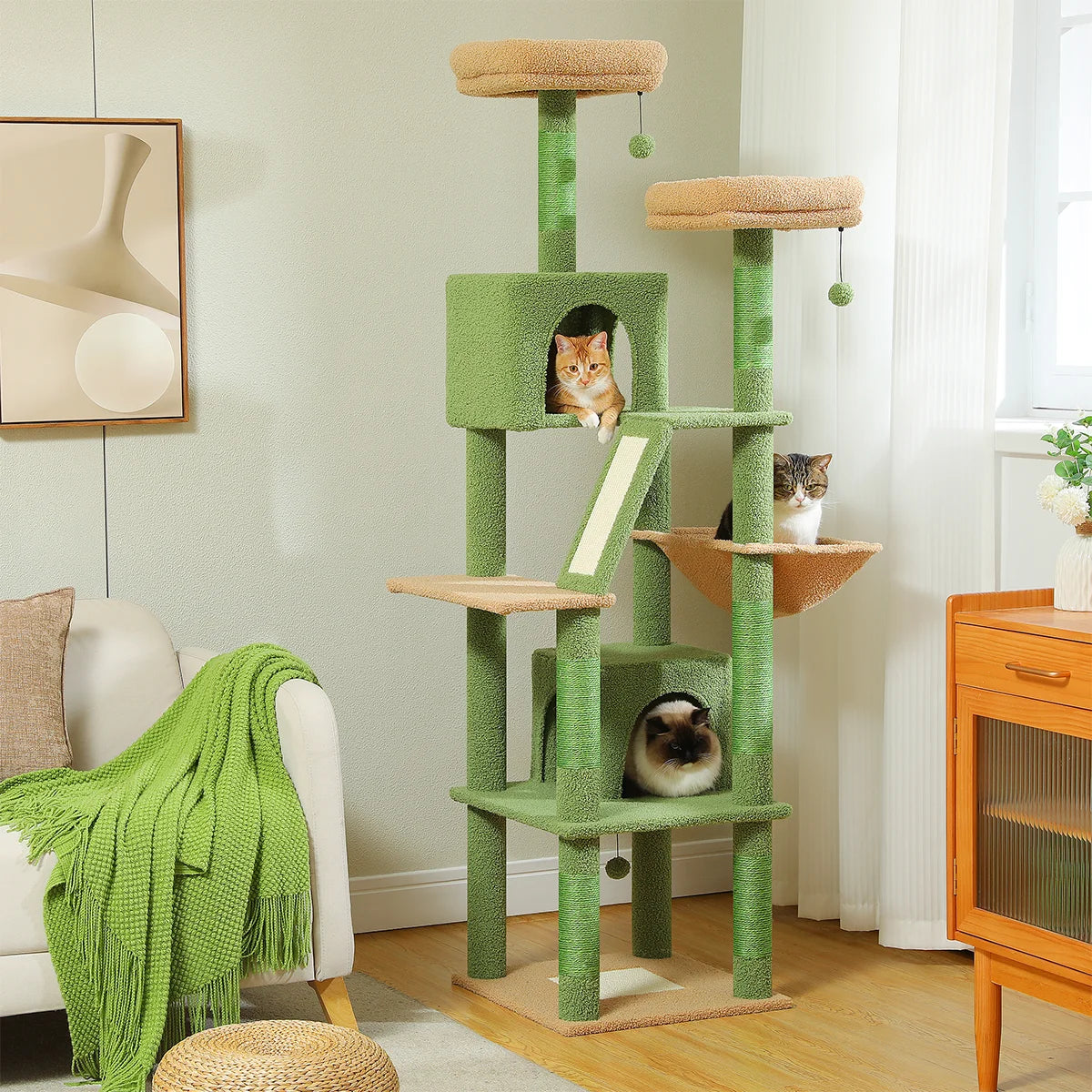 H180CM Large Cat Tree for Indoor Multi-Level Plush Tower
