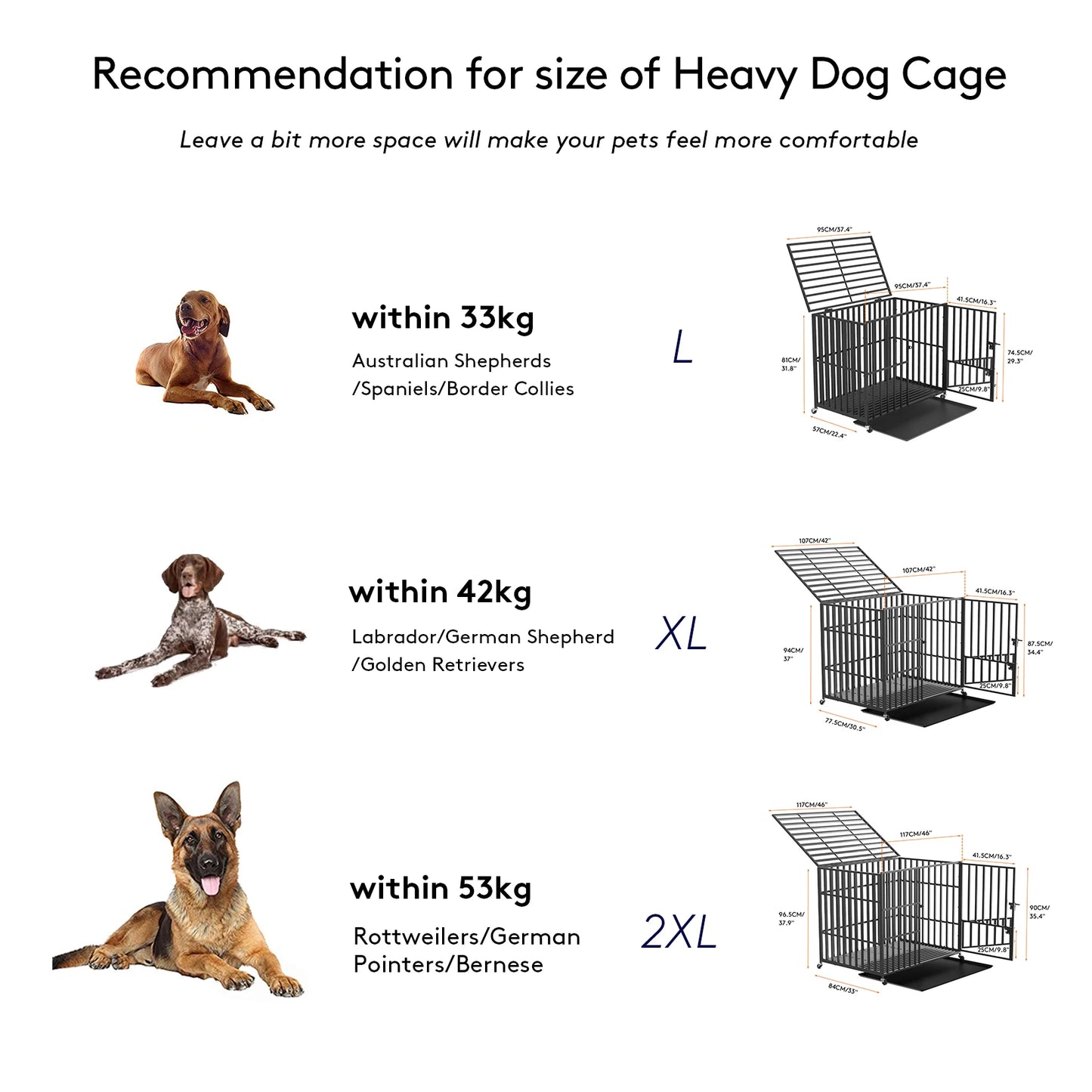 L XL XXL Heavy Duty Dog Crate