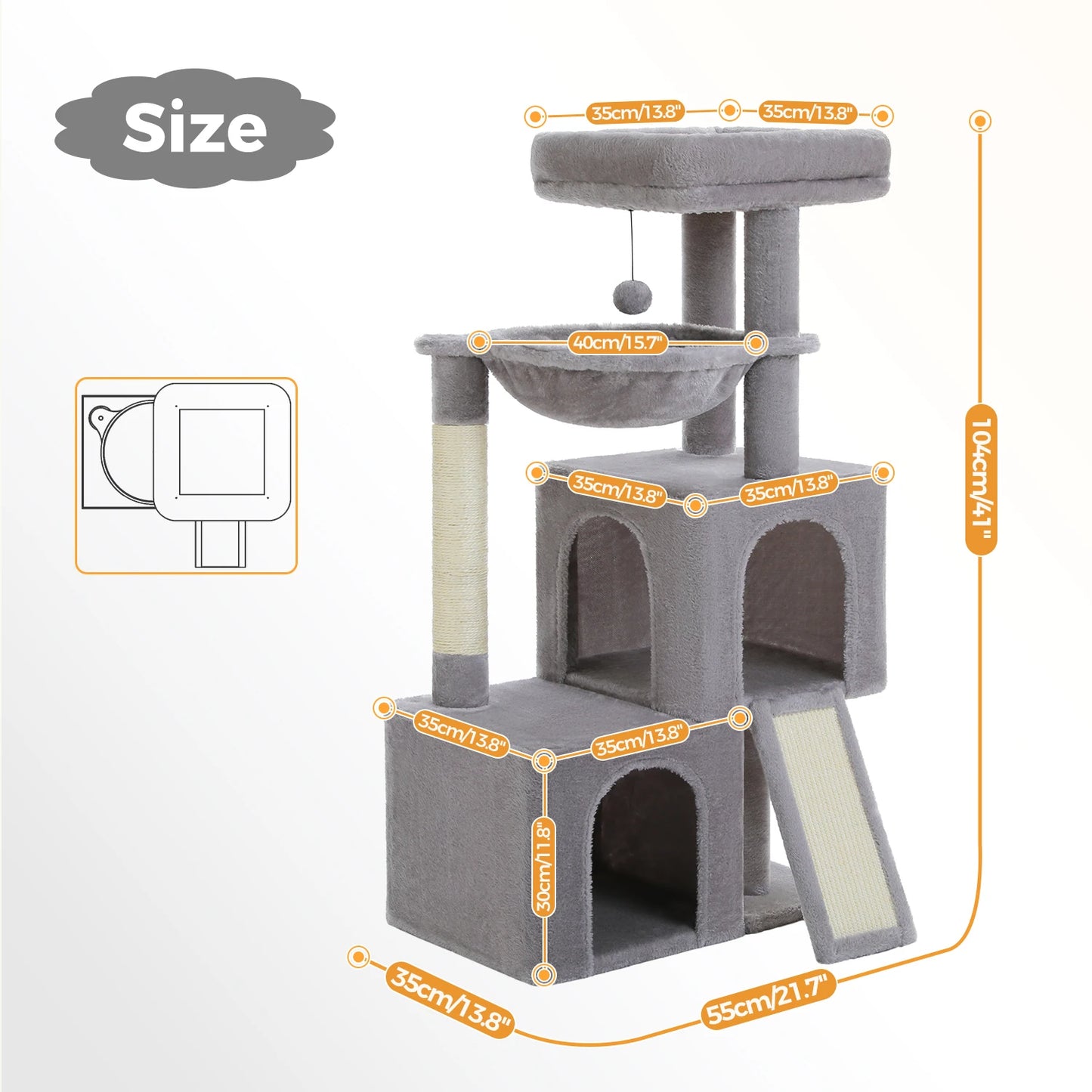 Cat Tree Luxury Cat Towers with Double Condos and Hammock