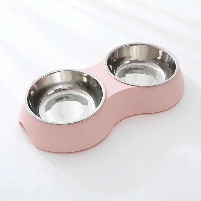 Double Pet Food Bowl Stainless Steel