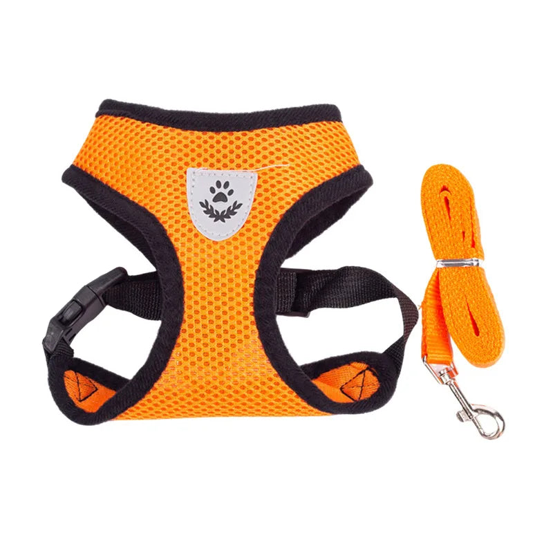 Cat Small Dog Breathable Mesh Harness and Leash