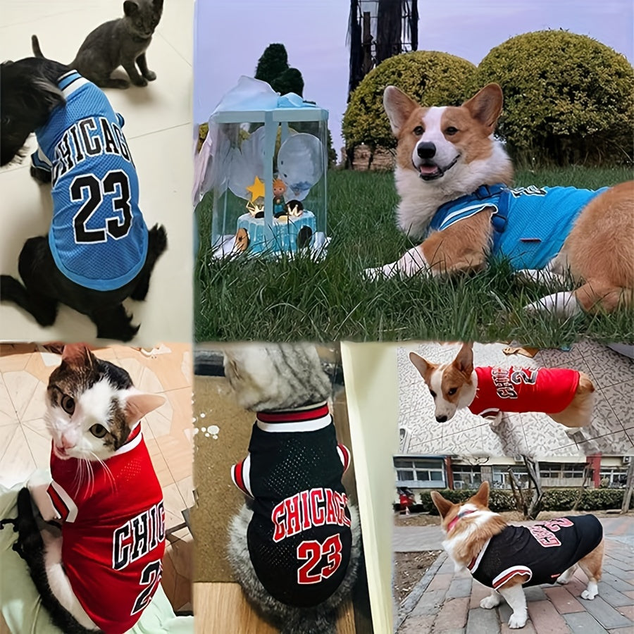 2pcs Chicago 23 Basketball-Inspired Dog Jerseys