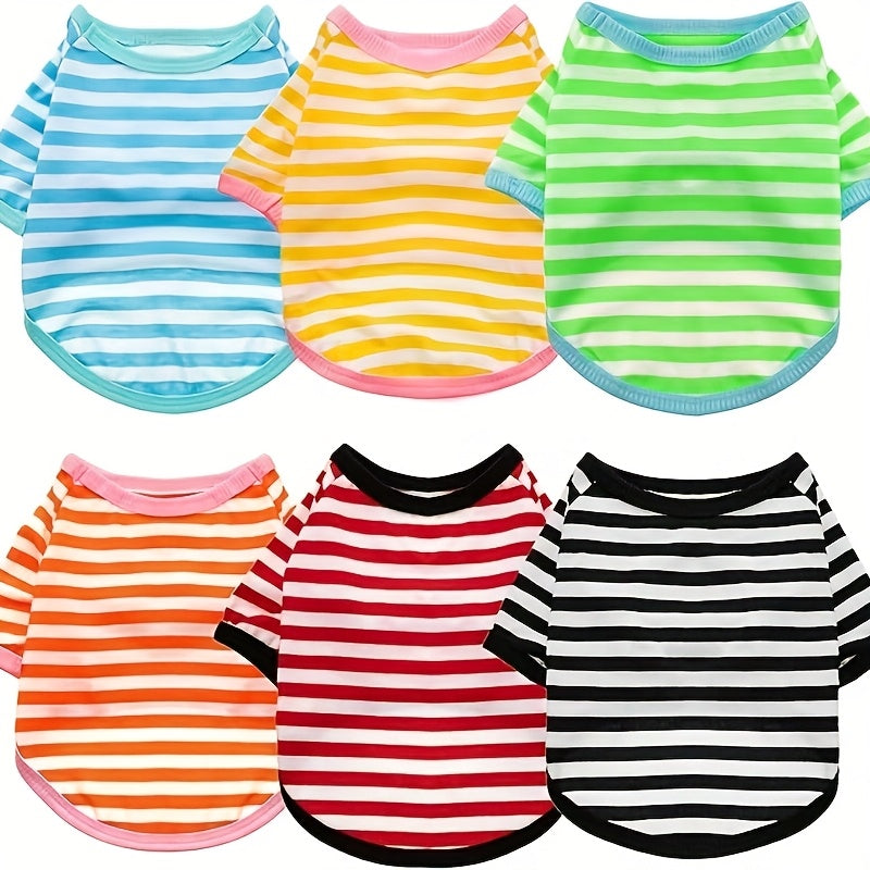 6pcs Dog Striped T-Shirt