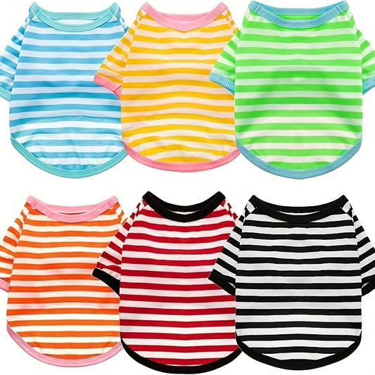 6pcs Dog Striped T-Shirt